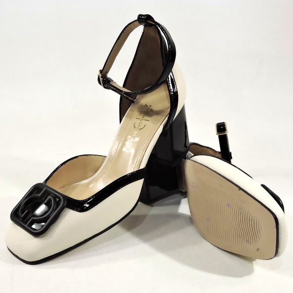 ALESSANDRO DI MARIA 🇮🇹 WOMEN'S OFF WHITE & BLACK COMFORT SANDALS - Picture 6 of 8